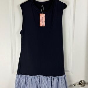 Sleeveless Navy and Striped Bubble Hem Dress | SHEIN Mod Collection 💙